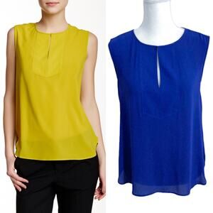 J. Crew Drapey Keyhole Blue Sleeveless Tank Blouse